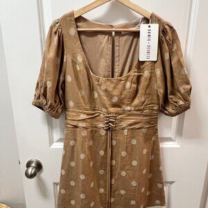 NWT Saints + Secrets Puff Sleeve Polka Dot Mini Dress SZ US M/AUS 10